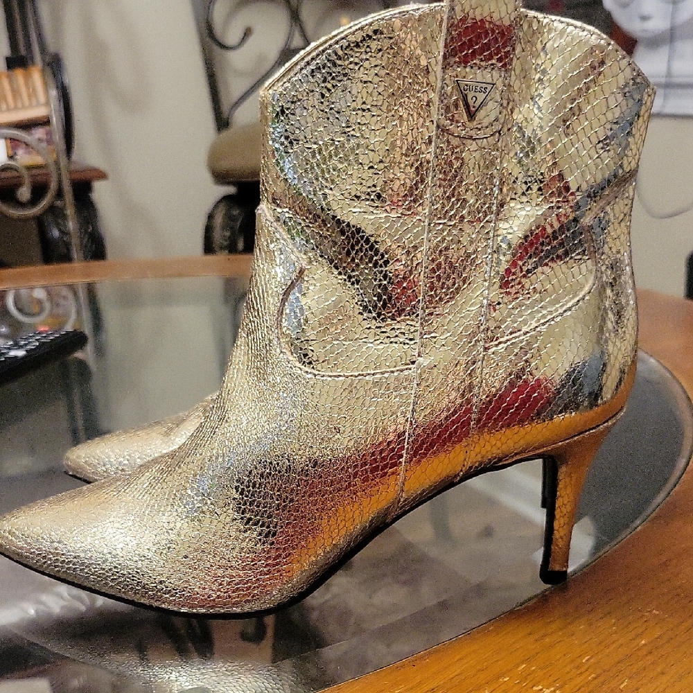 Guess Metallic Gold Heeled Boots